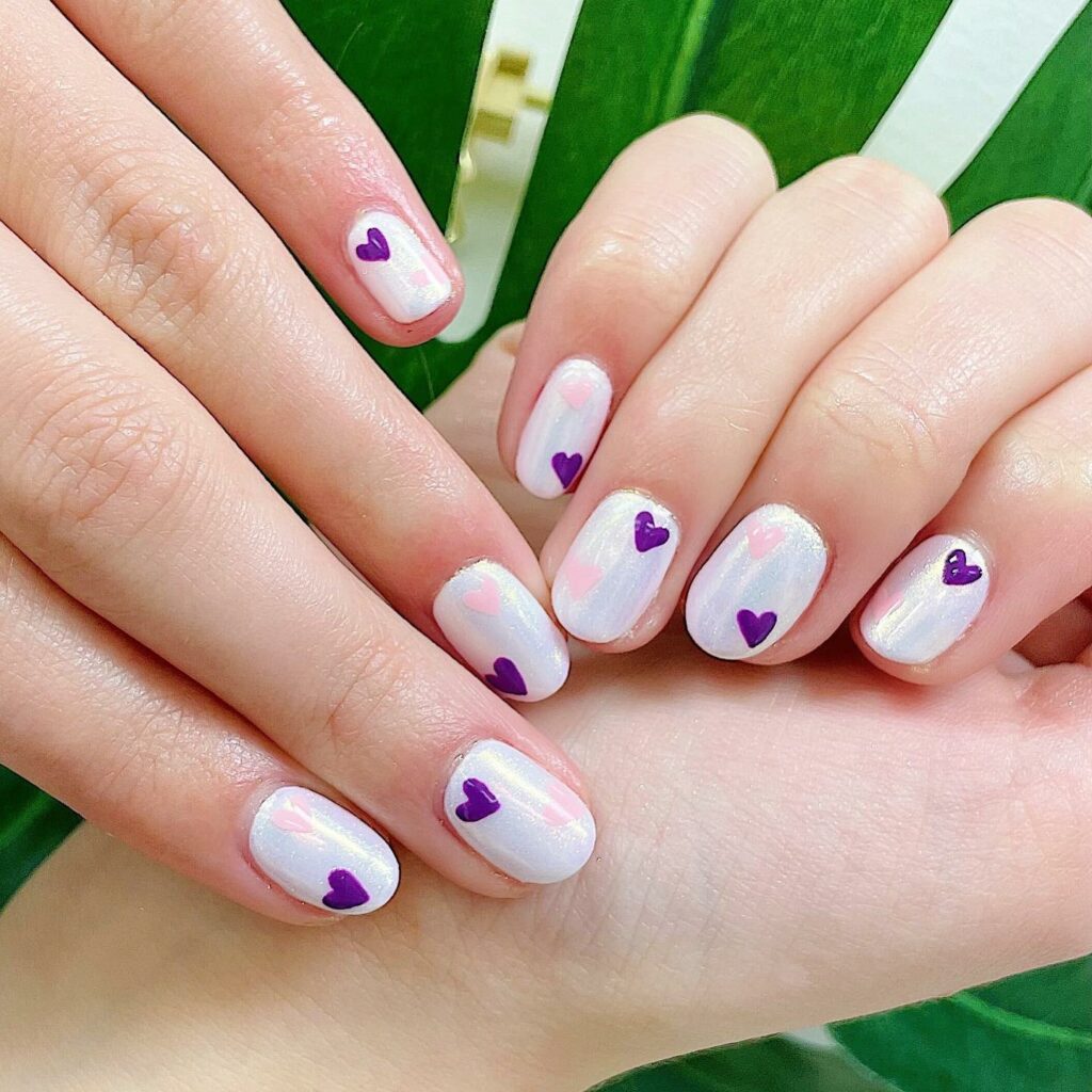 Discover 40 Short White Nail Designs for 2024 27 Hearts white short nails