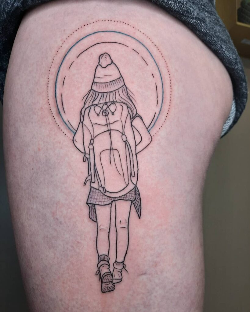12+ Hiker Tattoo Ideas To Inspire You! 17 Hiker Girl Fineline Tattoo