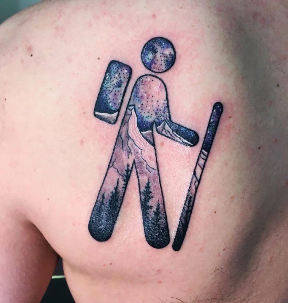 12+ Hiker Tattoo Ideas To Inspire You! 15 Hiker Pictogram And Night Sky Galactic Tattoo