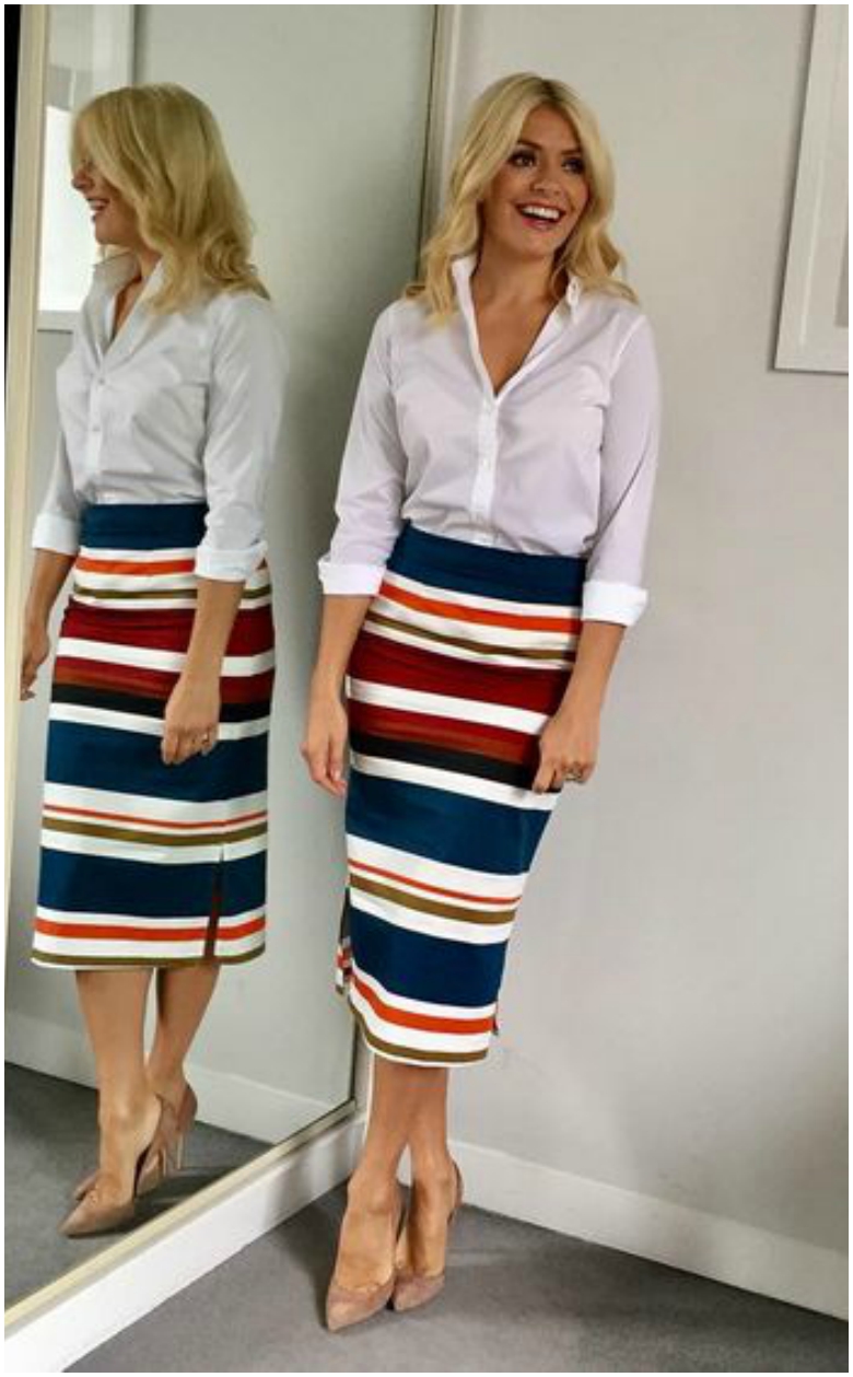 Back to Business: The Work Clothes to Invest in Now 28 Holly Willoughby striped pencil skirt white shirt