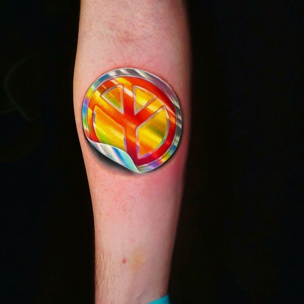 11+ Holographic Tattoo Ideas That Will Blow Your Mind! 15 Holographic Based Peace Sticker Sign