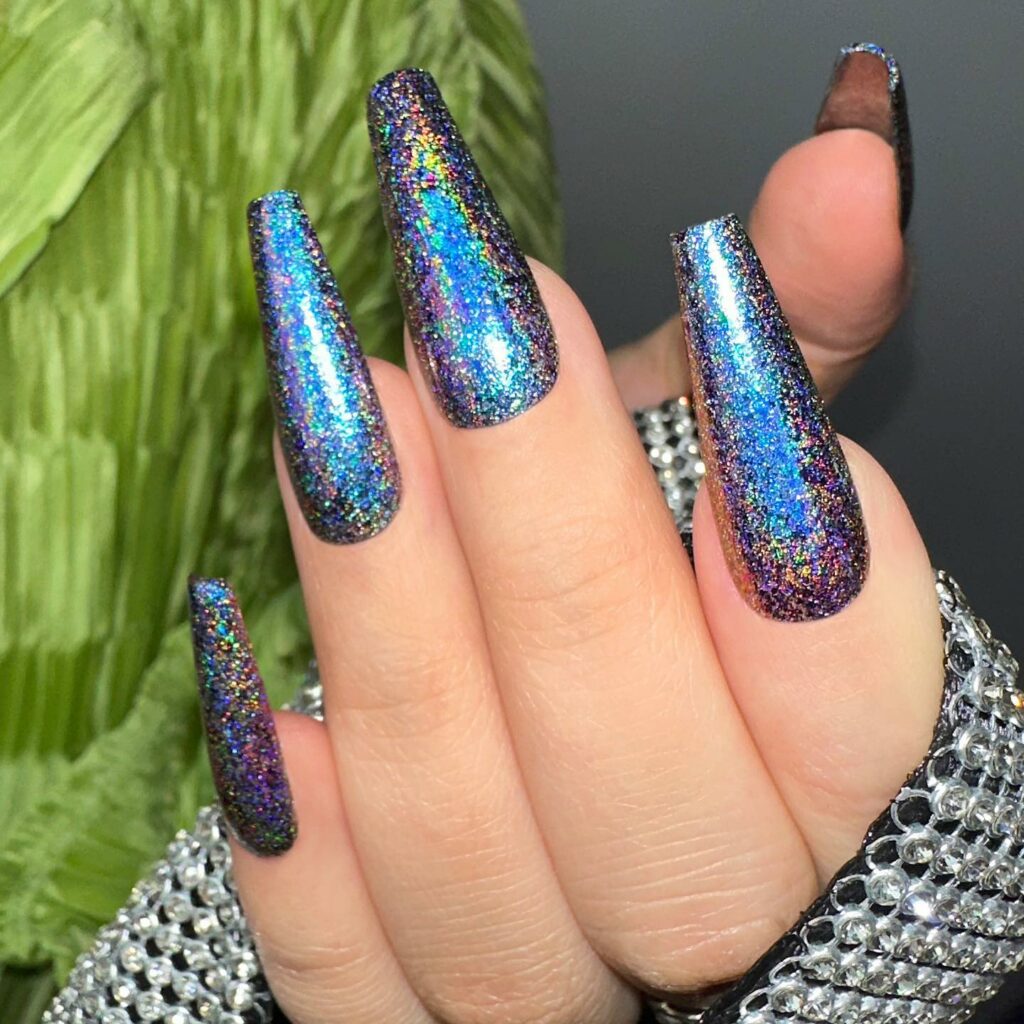 34 Latest Blue Acrylic Nail Designs To Try in 2024 33 Mesmerizing Holographic Blue Acrylic Nails