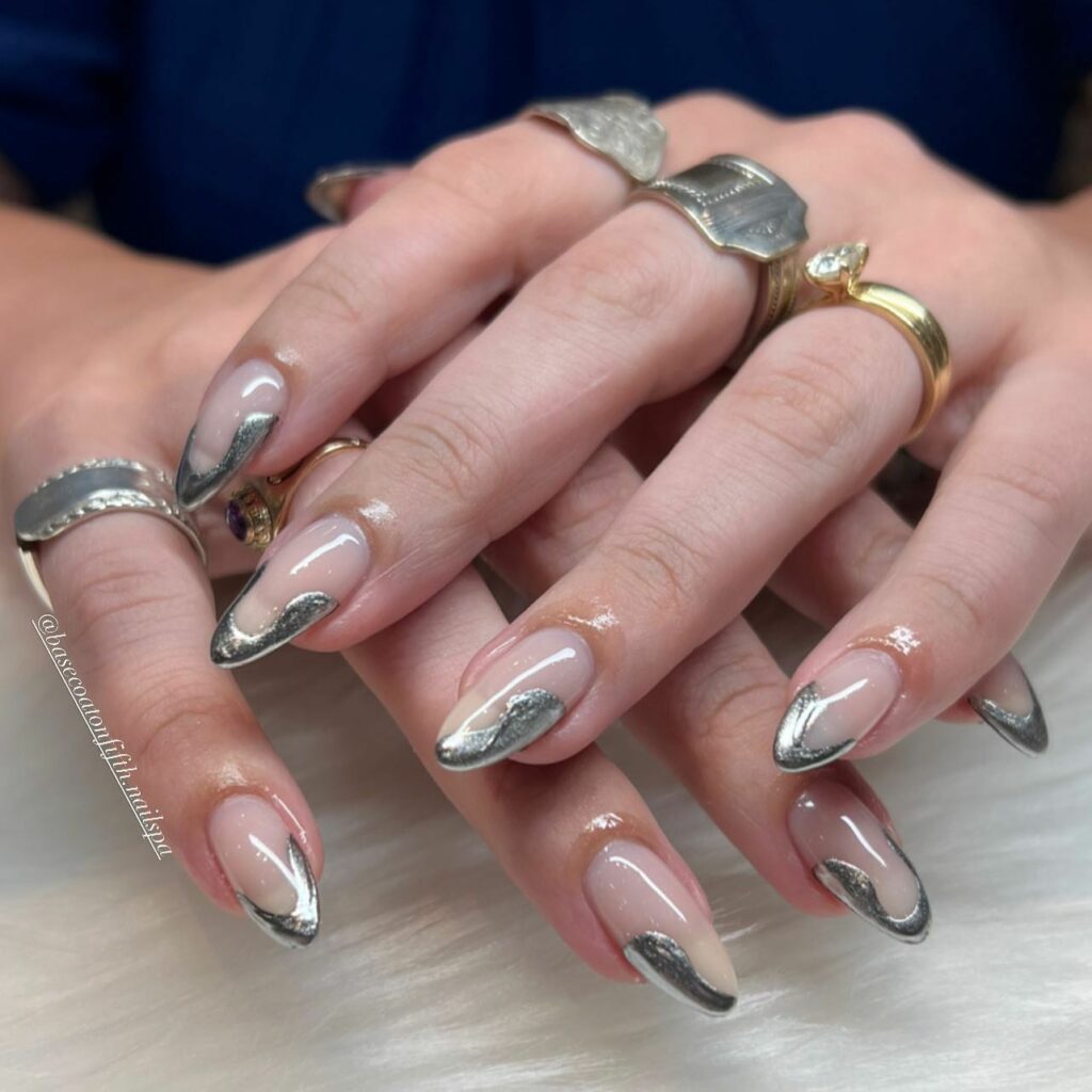 20 Chrome French Manicures to Try in 2024 23 Holographic Chrome French Nails