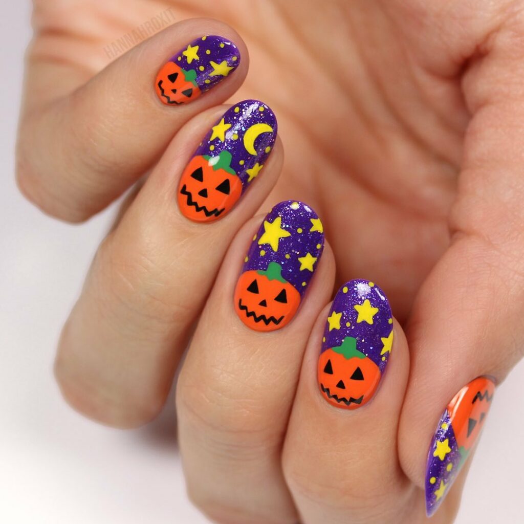 26 Latest Pumpkin Nail Designs To Try This Halloween 24 Holographic Pumpkin Nails