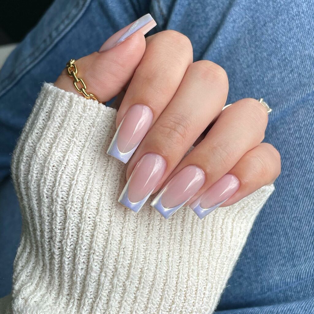 32 Latest Square French Nail Designs To Try In 2024! 39 Holographic Square French Nails