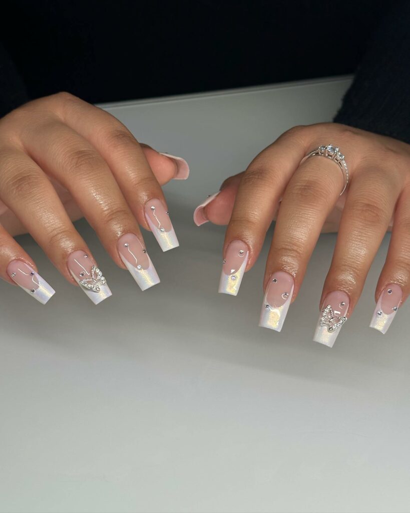 Experiment with 40 Fresh White Tip Nail Ideas for 2024 50 Holographic White Tips