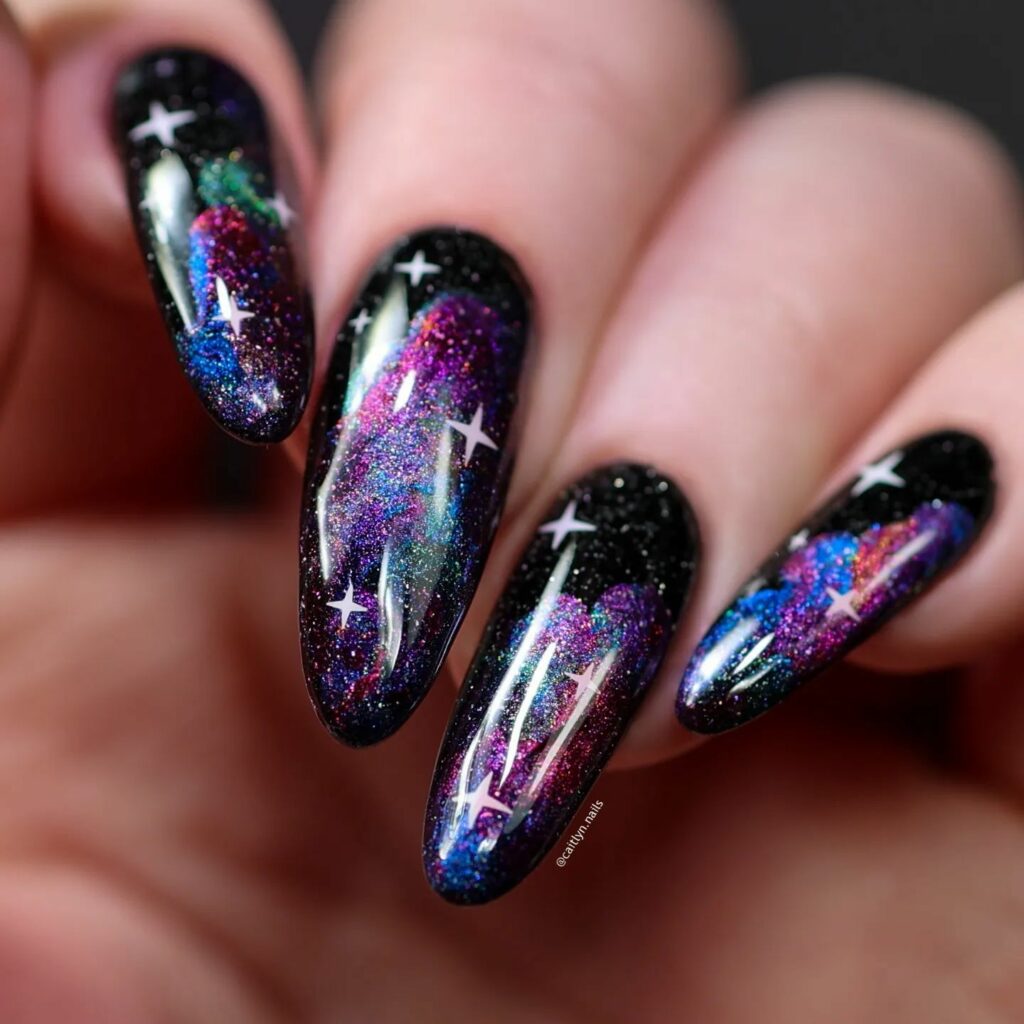 Indulge in 40 Marble Nail Designs for 2024 29 Holographic marble nails