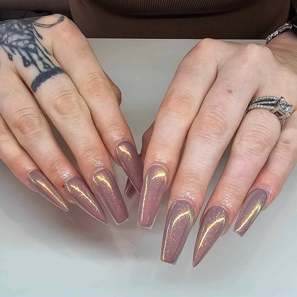 Shimmer with 30 Holographic Nail Designs in 2024 33 Holographic rose gold nails
