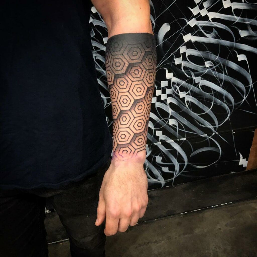 12+ Geometric Half Sleeve Tattoo Ideas To Inspire You! 11 Honeycomb Style Geometric Tattoo Sleeve