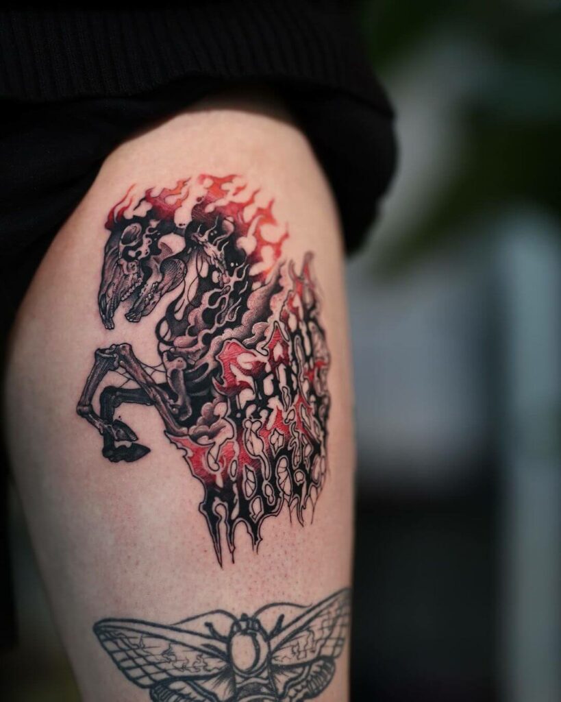 11+ Fire Tribal Tattoo Ideas That Will Blow Your Mind! 14 Horse And Tribal Fire Tattoo