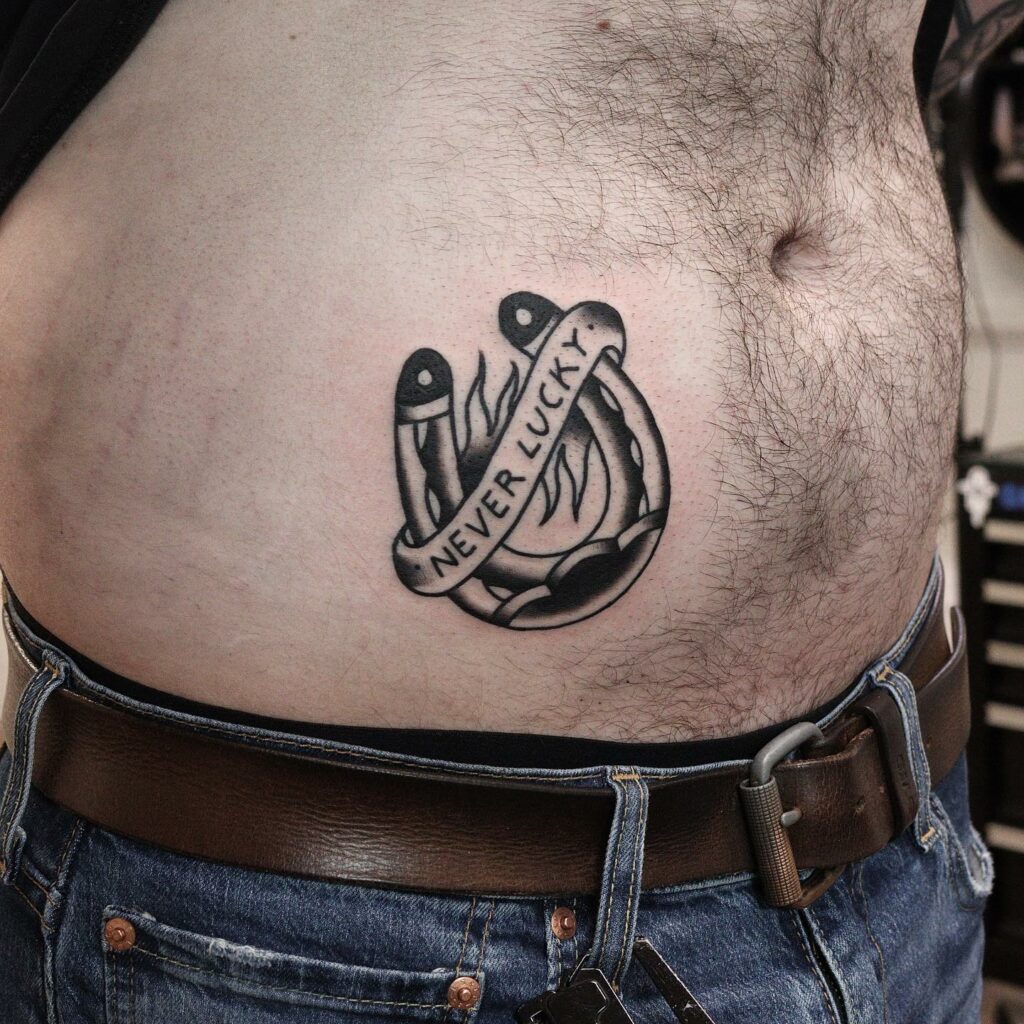 11+ Stomach Tattoo Men Ideas That Will Blow Your Mind! 14 Horse Shoe Magnet Tattoo