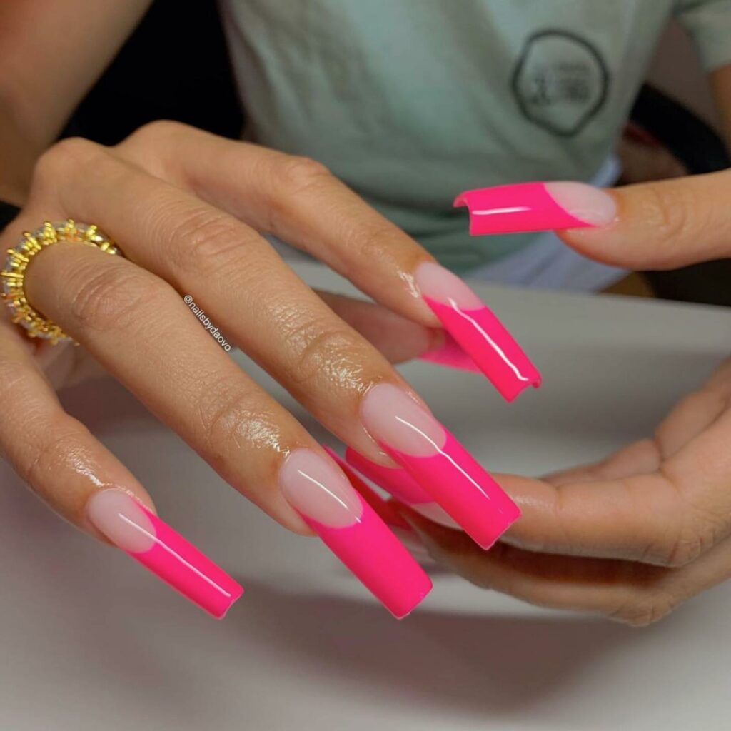 22 Latest Preppy Nail Ideas To Try In 2024! 39 Vivacious Hot Pink French Preppy Nails