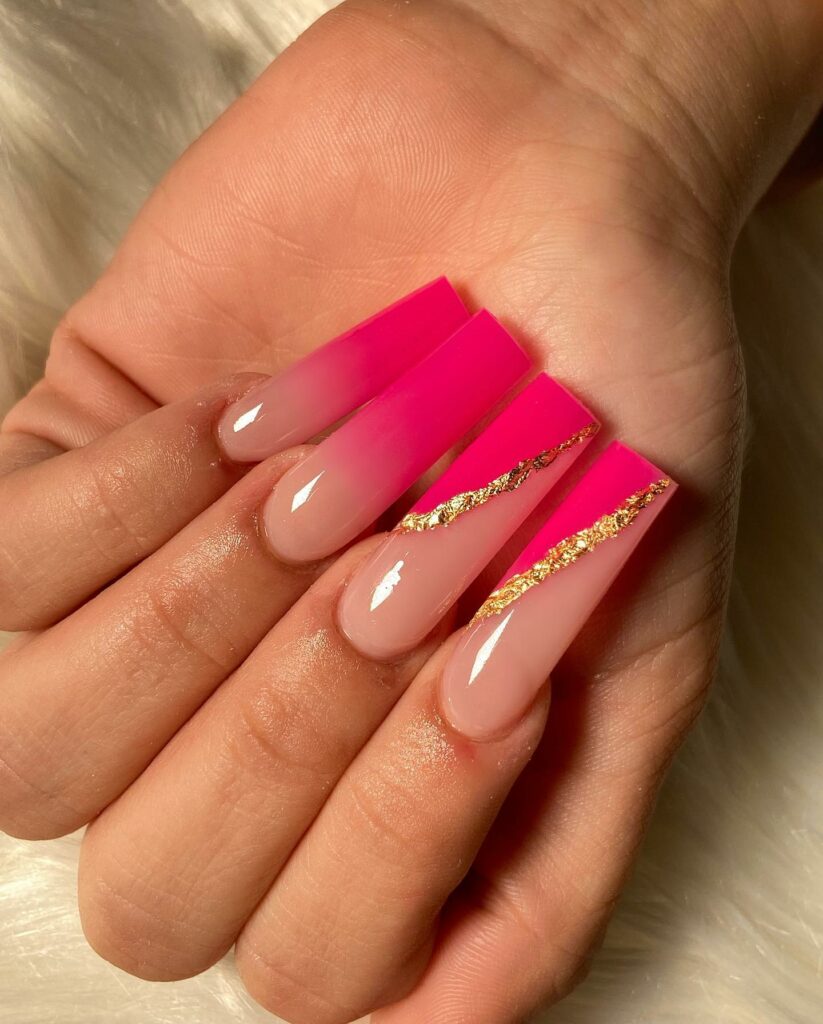 20 Latest Hot Pink French Tip Nails Ideas To Try In 2024! 27 Hot Pink French Nails with Gold Foils