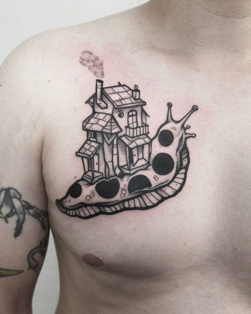 10+ Snail Tattoo Ideas You Have To See To Believe! 16 House On Top Of Snail Tattoo Design
