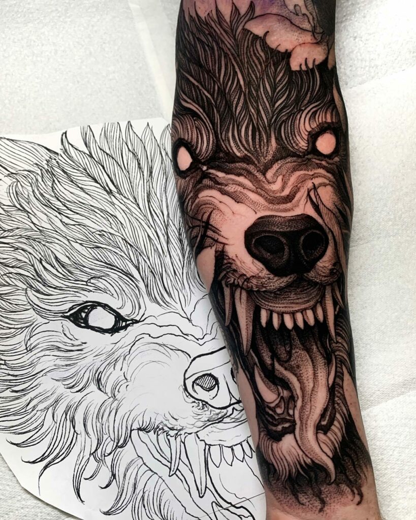 11+ Wolf Half Sleeve Tattoo Ideas That Will Blow Your Mind! 14 Howling Wolf Tattoo