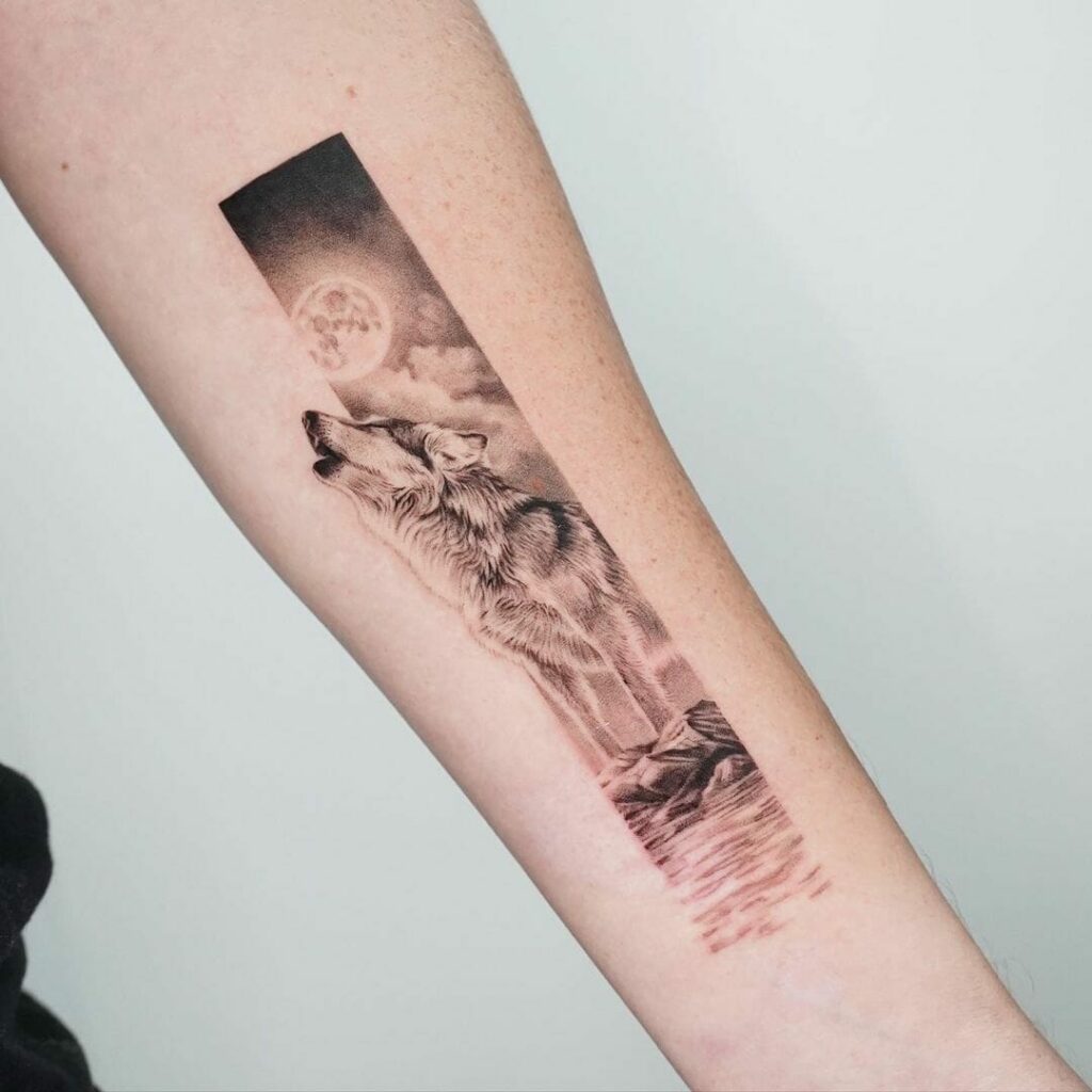 12+ Wolf Tattoo Sleeve Ideas To Inspire You! 14 Howling Wolf Tattoo With Moon