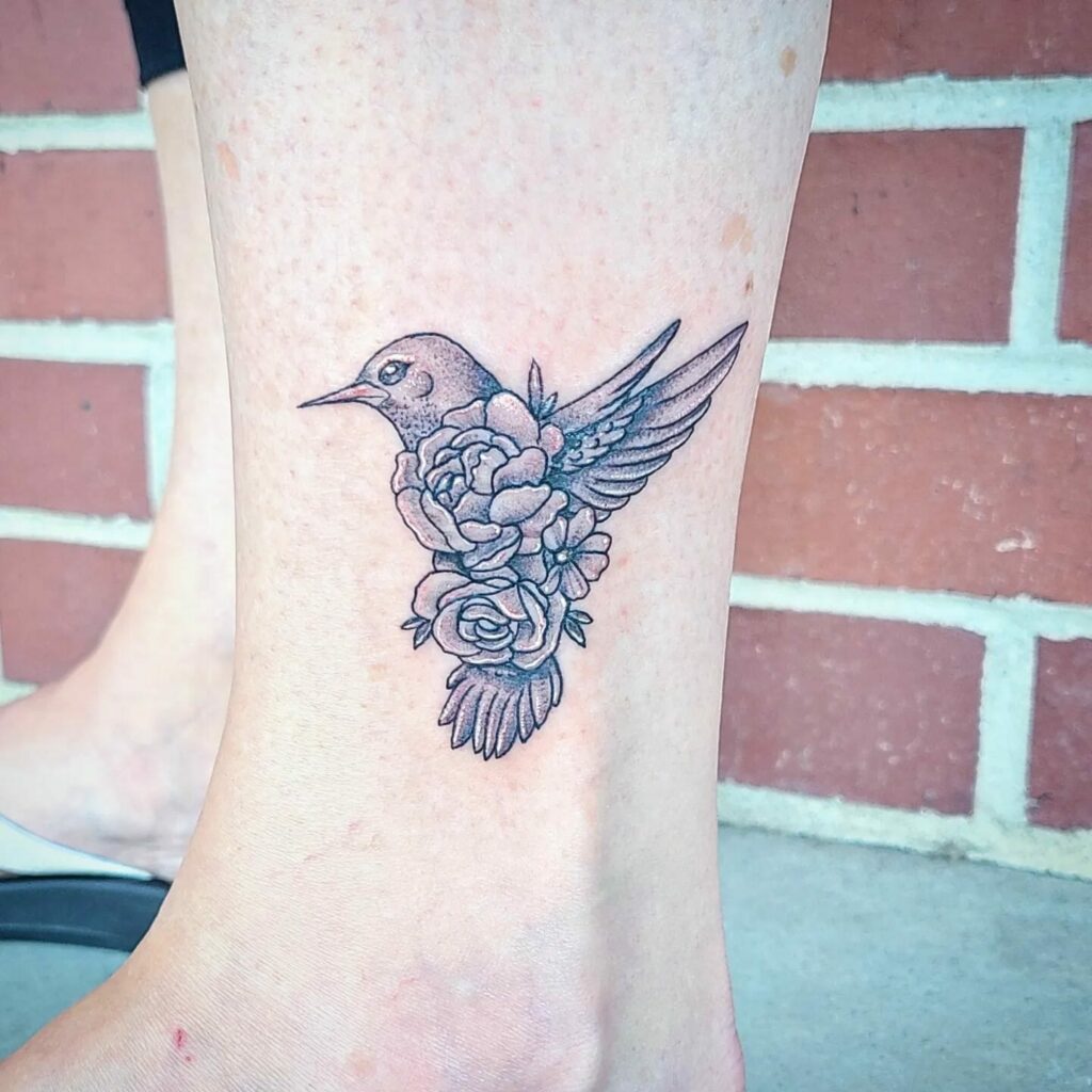 10+ Ankle Flower Tattoo Ideas That Will Blow Your Mind! 18 Hummingbird And Flower Ankle Tattoos