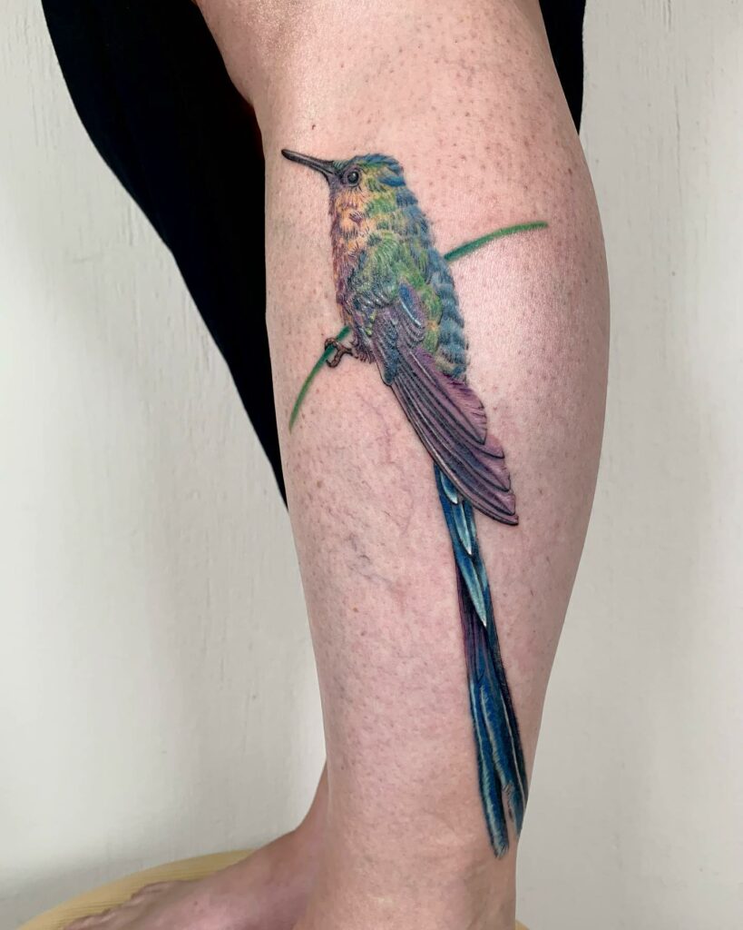 22+ Leg Tattoo For Women That Will Blow Your Mind! 13 Hummingbird Leg Tattoo