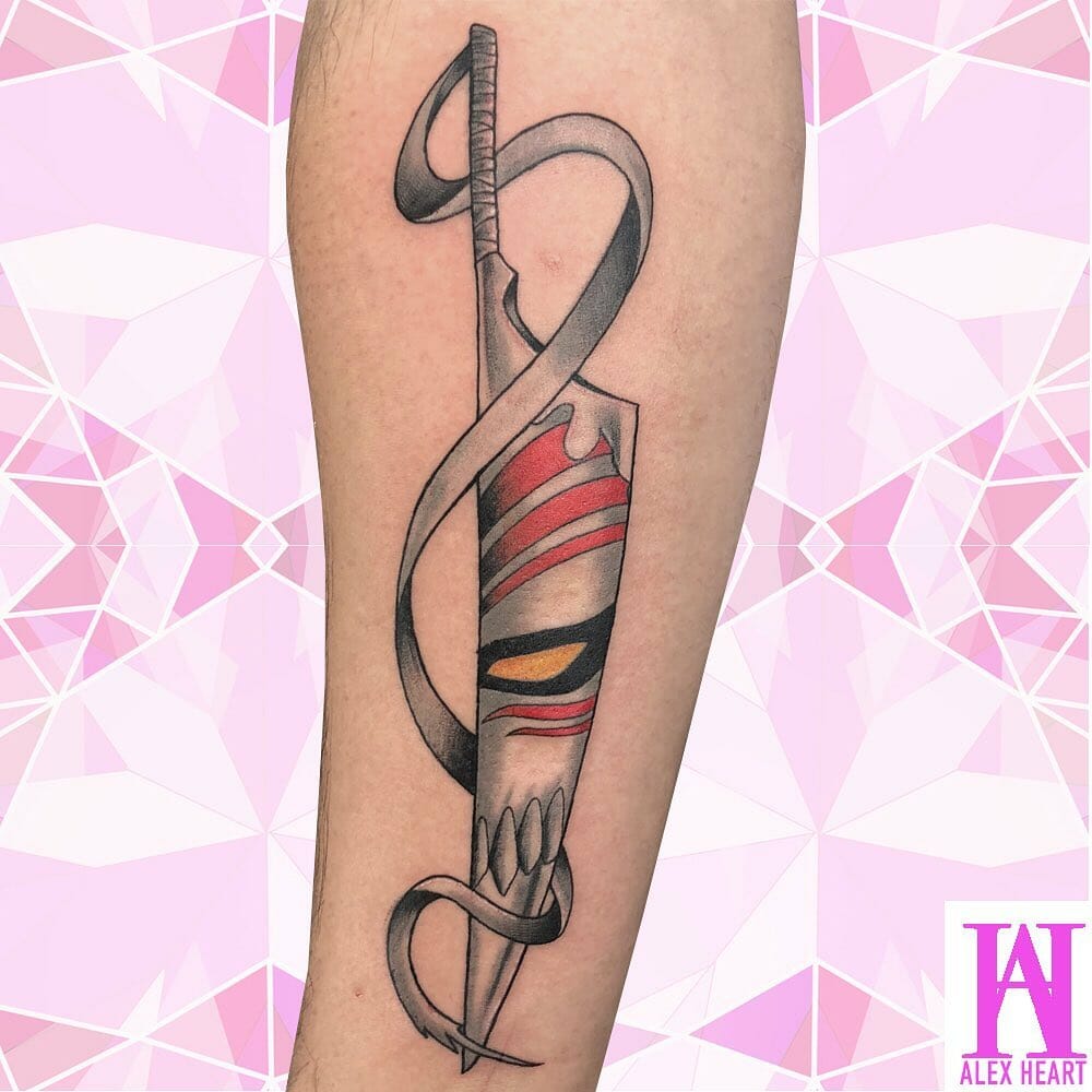 12+ Bleach Anime Tattoo Ideas To Inspire You! 19 Ichigo's Zanpakuto And Hollow Mask Tattoo