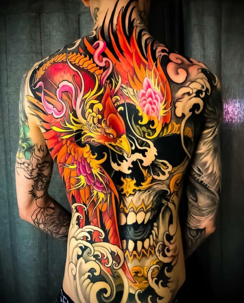 11+ Male Rebirth Phoenix Tattoo Ideas That Will Blow Your Mind! 16 Incredible Neo-Japanese Phoenix Back Tattoo