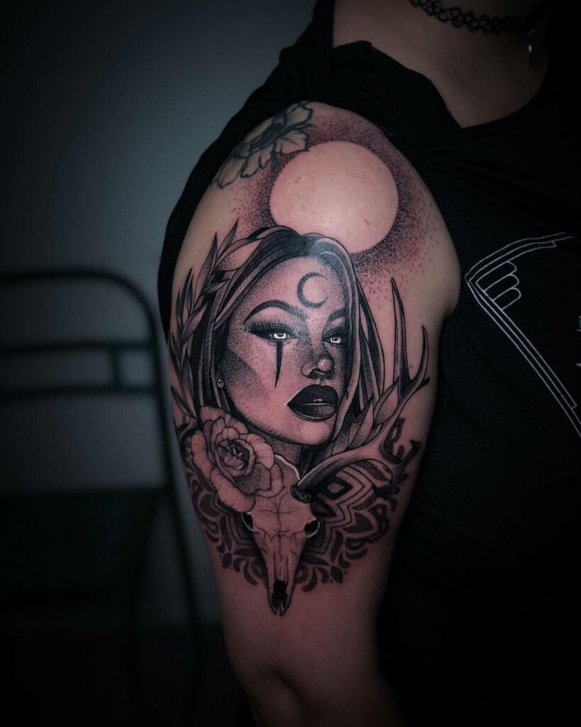 10+ Dark Skull Tattoo Ideas That Will Blow Your Mind! 14 Into The Woods Skull Sleeve Tattoo