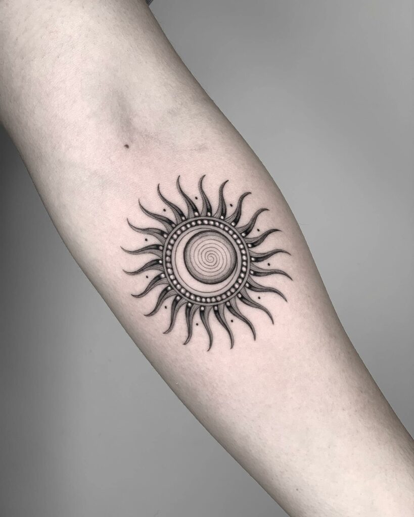 11+ Simple Sun And Moon Tattoo Ideas That Will Blow Your Mind! 11 Intricate Sun Tattoo Design