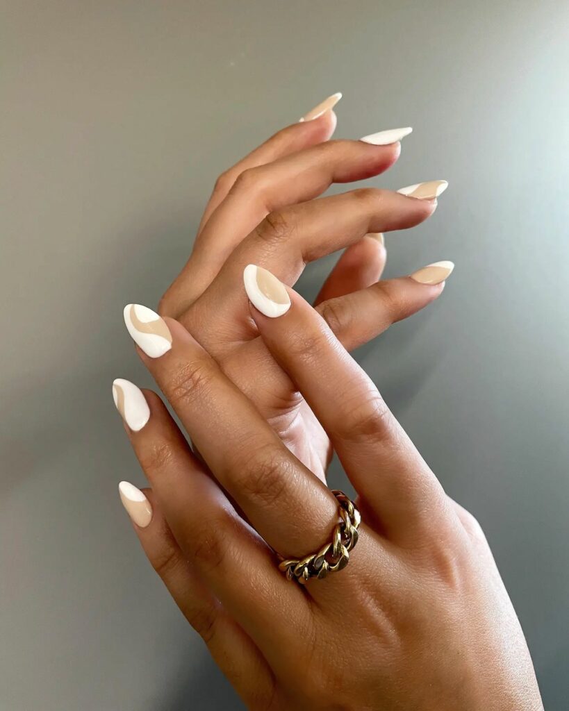 Discover 40 Short White Nail Designs for 2024 26 Iridescent White and Gold Gems