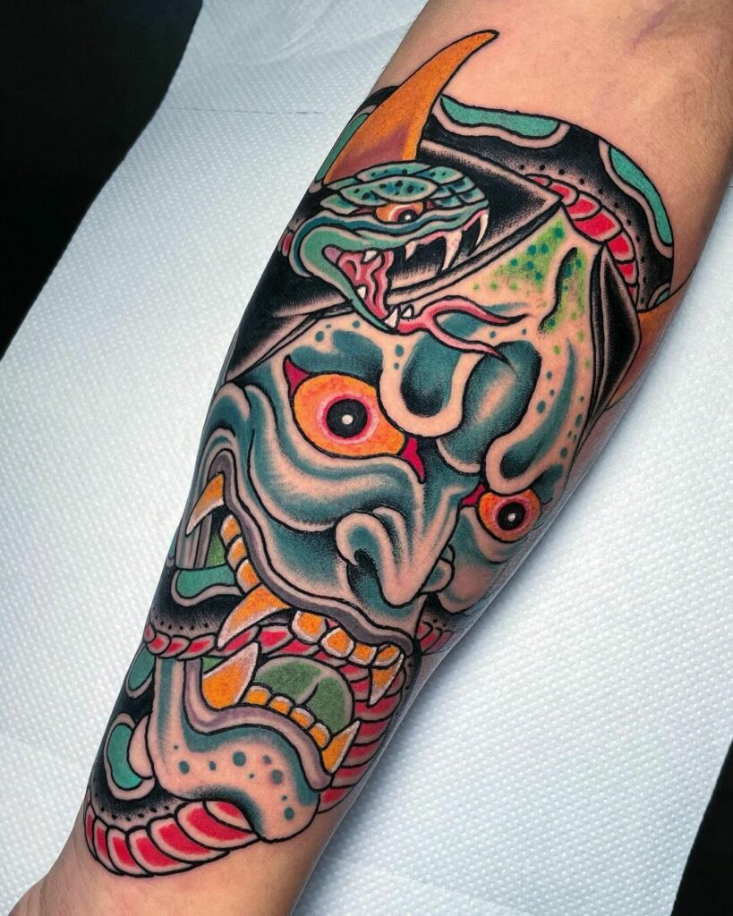 11+ Background Tattoo Shading Ideas To Inspire You! 14 Japanese Demon Tattoo Background Shading Ideas