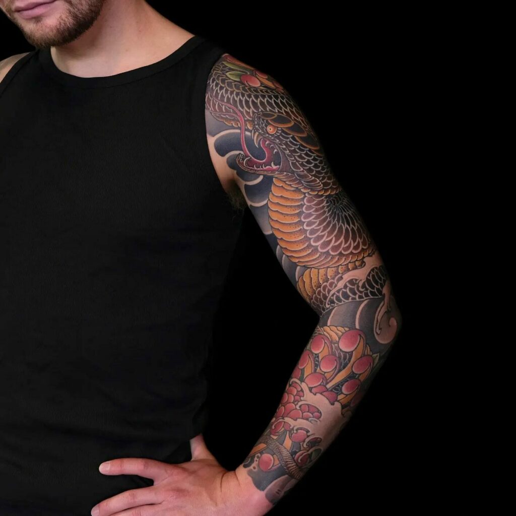 11+ Japanese Full Sleeve Tattoo Ideas To Inspire You! 13 Japanese Snake Tattoo