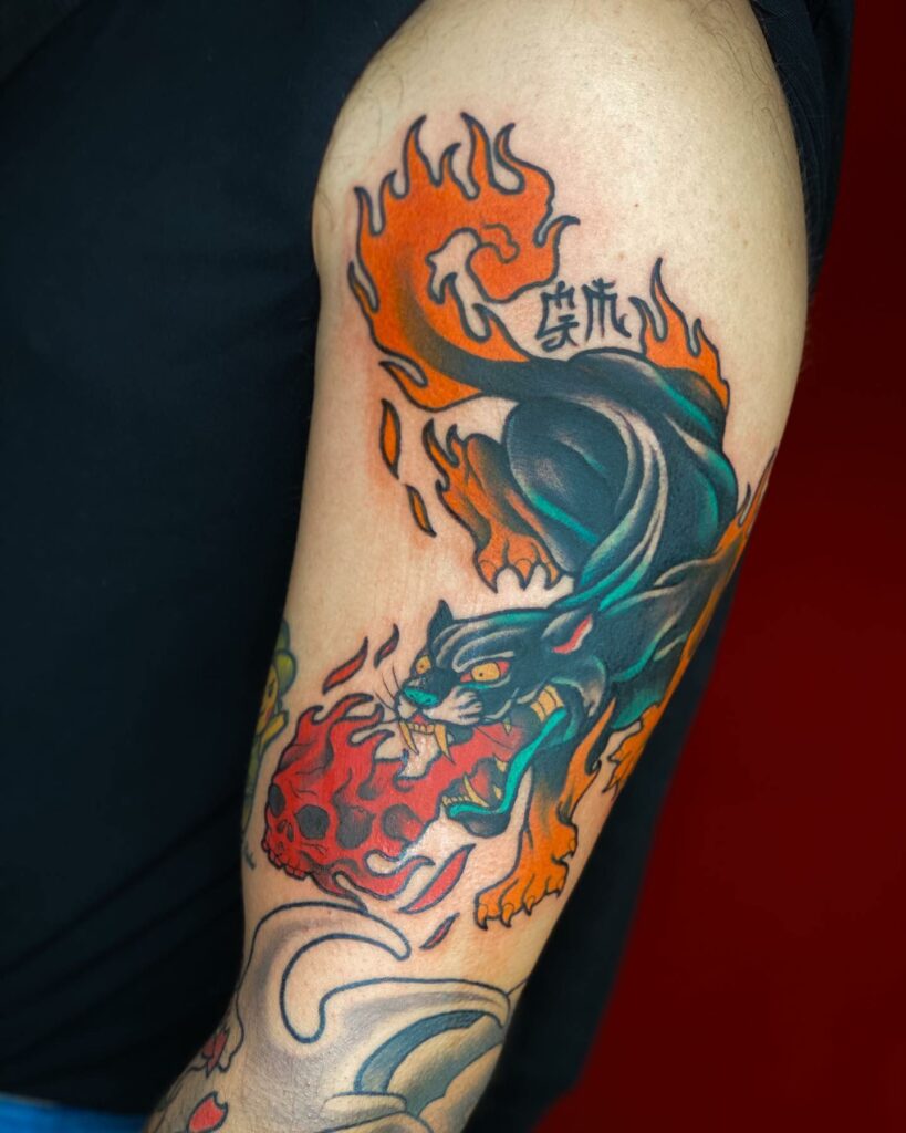 10+ Traditional Panther Head Tattoo That Will Blow Your Mind! 19 Japanese Style Dragon Traditional Panther Tattoo Designs