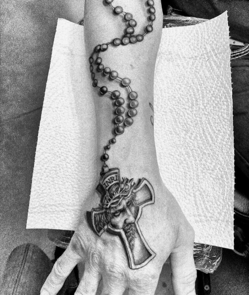 12+ Hand Rosary Tattoo Ideas To Inspire You 14 Jesus Christ Crucifix Rosary Tattoos On Hand