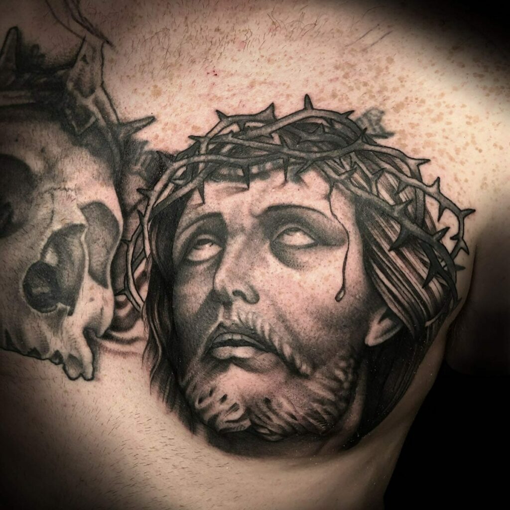 11+ Jesus Chest Tattoo Ideas That Will Blow Your Mind! 12 Jesus Portrait Tattoo