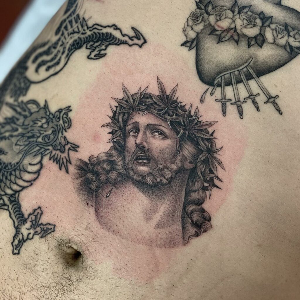 11+ Stomach Tattoo Men Ideas That Will Blow Your Mind! 11 Jesus Stomach Tattoo