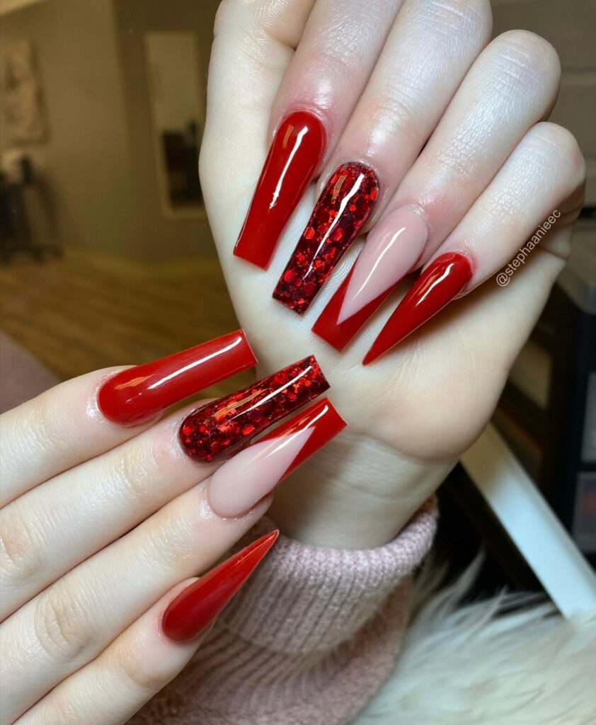 Explore 34 Red Acrylic Nail Designs To Try in 2024 35 Jewel-Encrusted