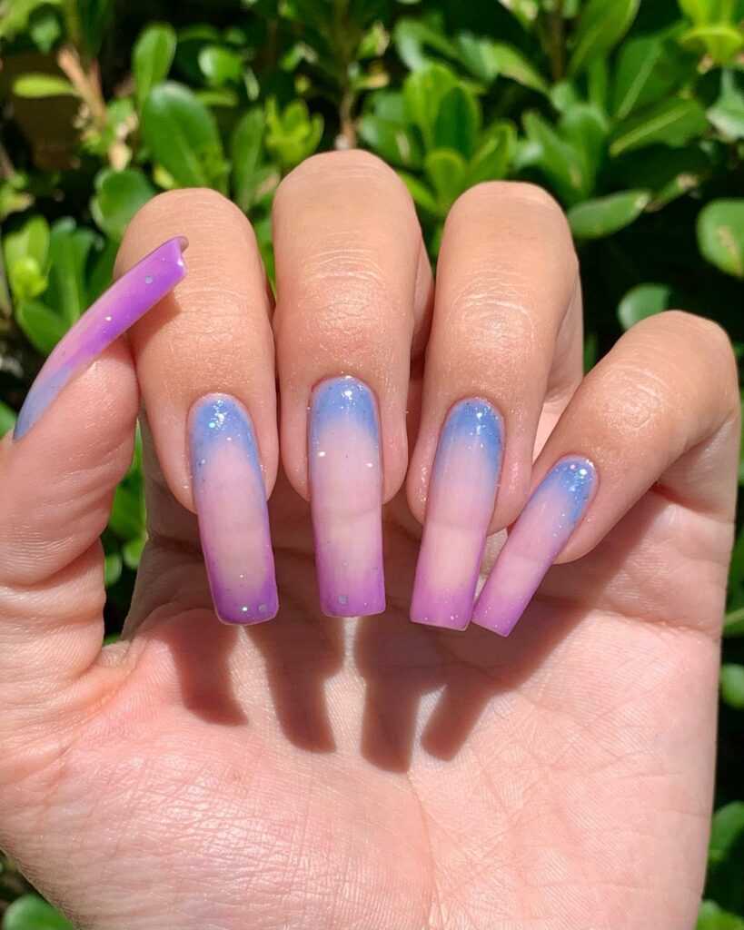 Experiment with 30 Stunning Blue Ombré Nails for 2024 33 Jewel-Toned blue ombre nails