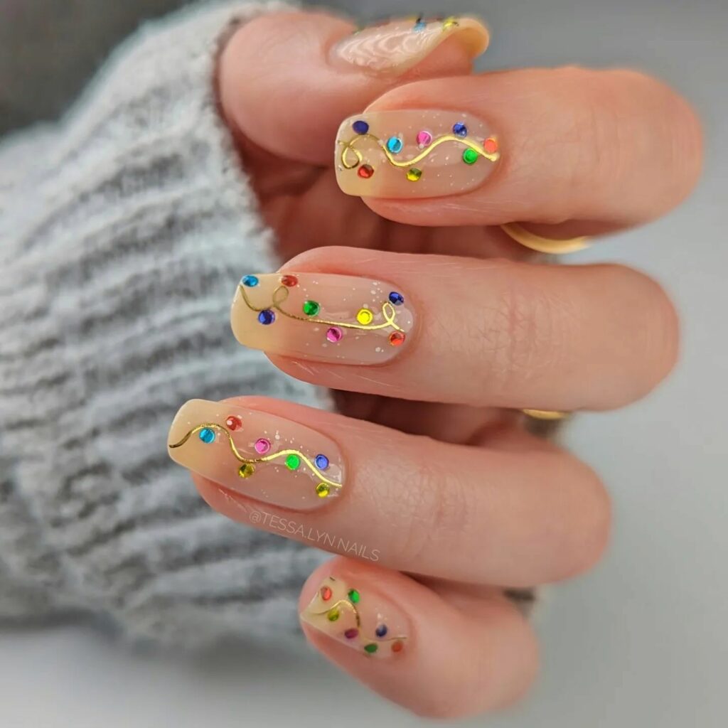 Illuminate Your Nails with 20 Christmas Lights Nail Ideas in 2024 12 Jeweled Christmas Lights Nails