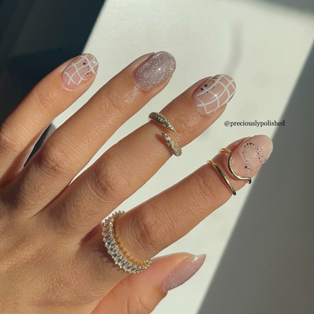 49 Latest Thanksgiving Nail Designs For 2024 26 Jewels on Short Neutral Nails
