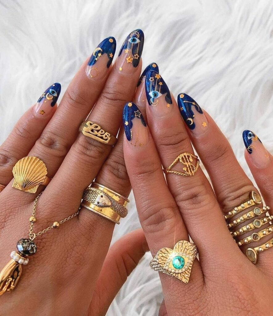 Channel Mystique with 20 Evil-Eye Nail Designs for 2024 20 Kaleidoscope evil eye nail