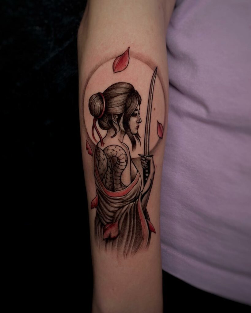11+ Katana Sword Tattoo Ideas That Will Blow Your Mind! 13 Katana Geisha Tattoo