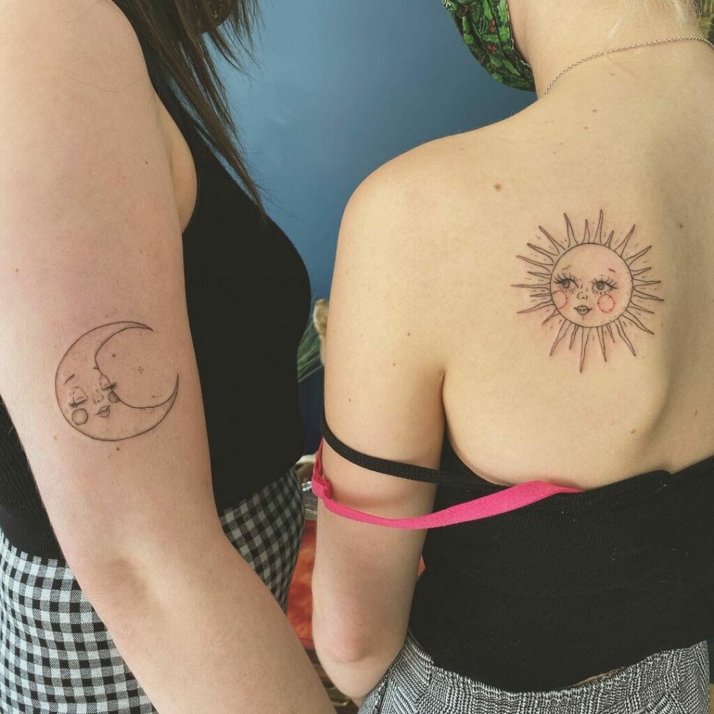 11+ Kawaii Tattoo Ideas You Have to See to Believe! 13 Kawaii Moon Tattoo with Kawaii Sun Tattoo