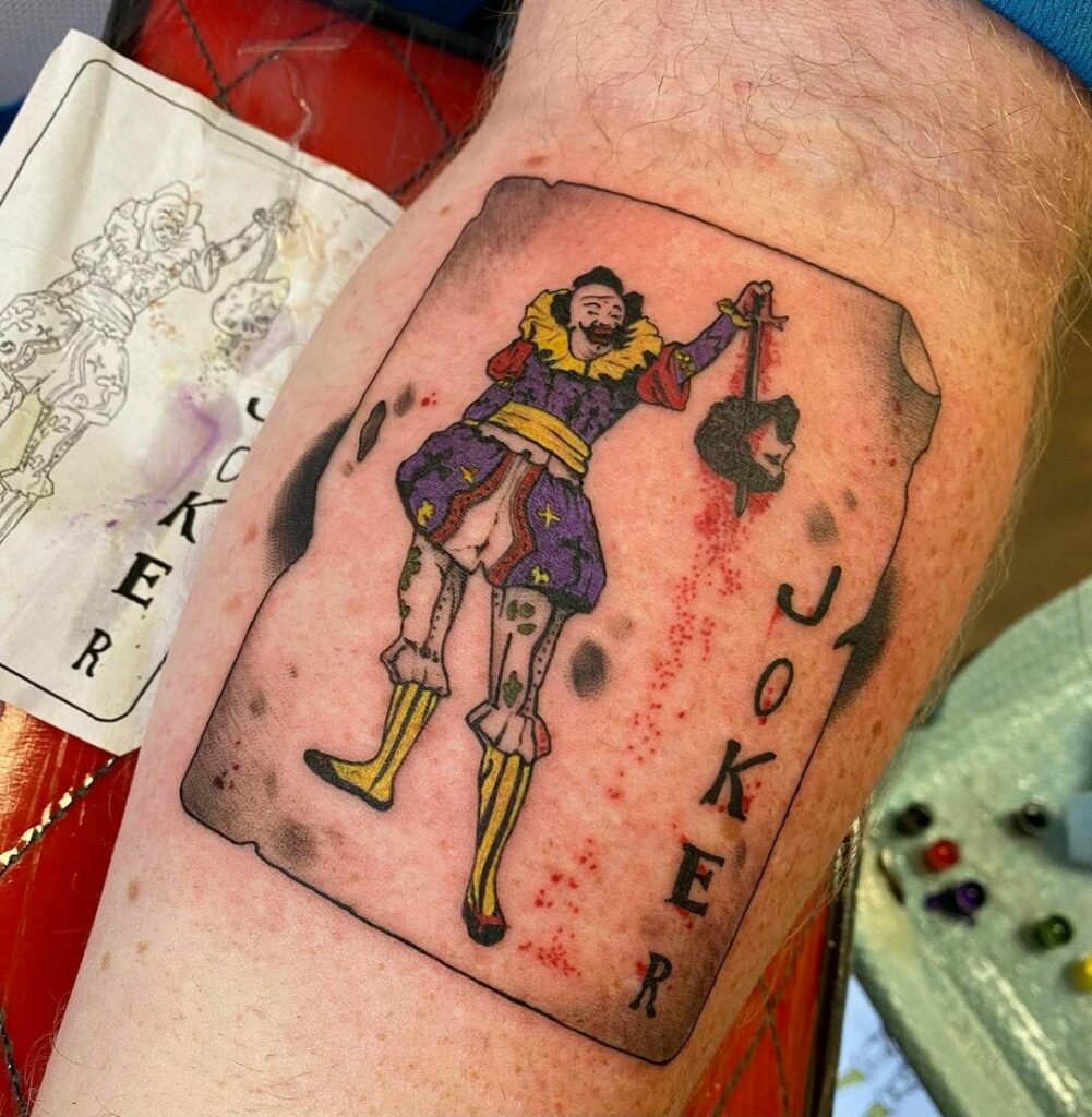 10+ Joker Card Tattoo Ideas You Have to See to Believe! 13 King-Slayer Joker Playing Card Tattoo Design