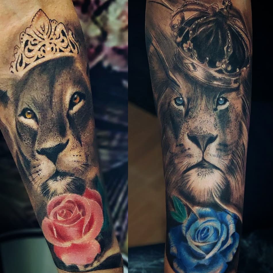 11+ Match Tattoo Ideas That Will Blow Your Mind! 14 King and Queen Tattoo