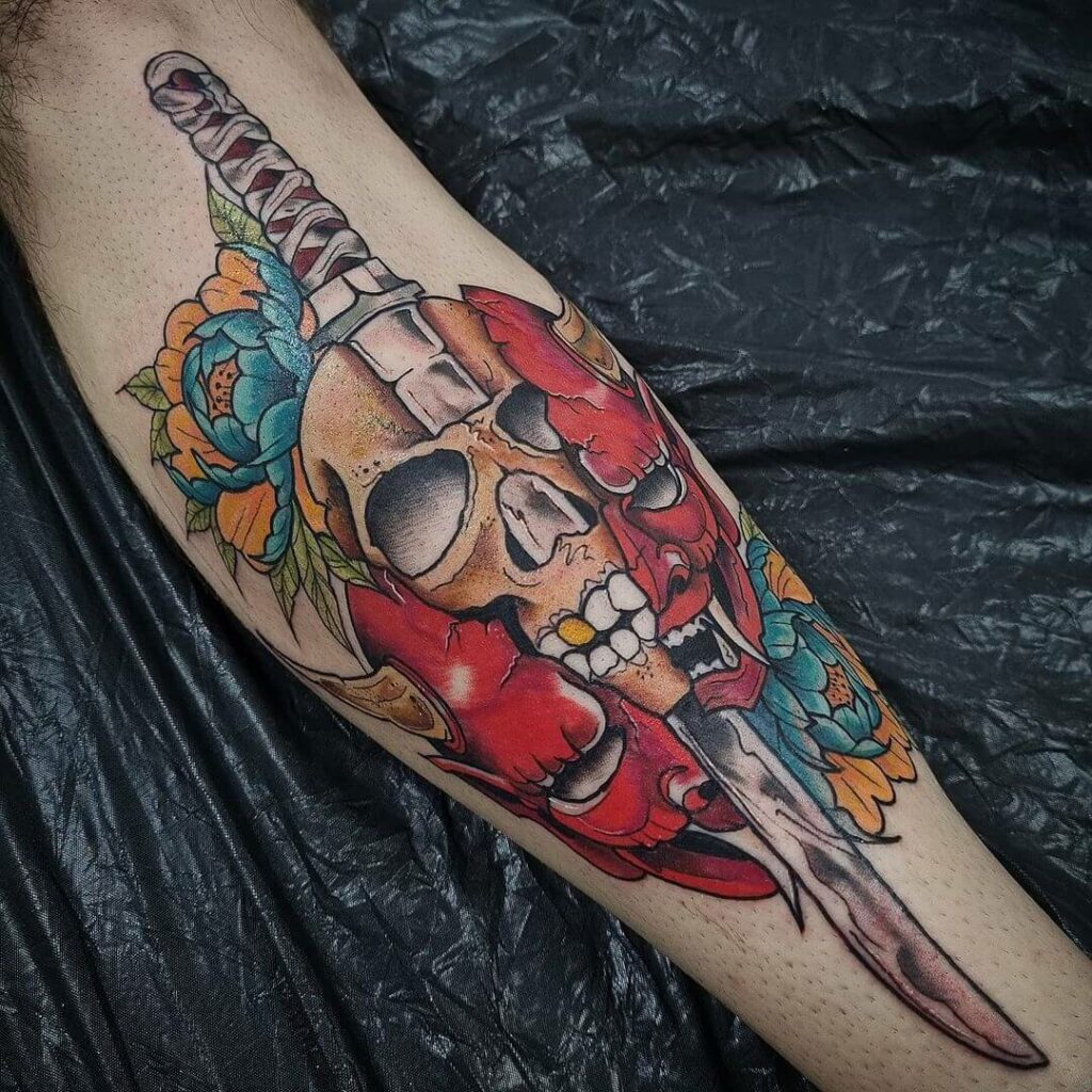 11+ Japanese Skulls Tattoo Ideas That Will Blow Your Mind! 13 Knife Through The Skull