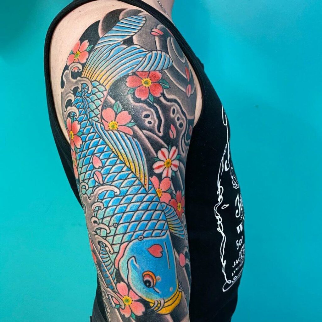 12+ Hikae Tattoo Ideas To Inspire You! 20 Koi Fish Full Sleeve Hikae Tattoo