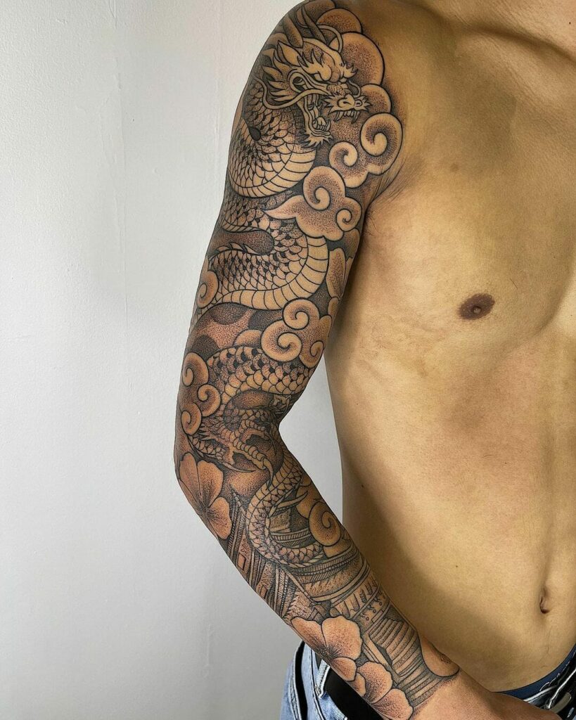 11+ Dragon Sleeve Tattoo Ideas You'll Have to See to Believe! 19 Korean Dragon Sleeve Tattoo Art Idea For Men And Women
