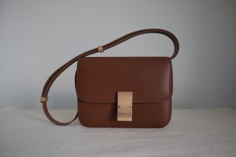 12 Amazing Celine Bag Dupes to Try in 2024 11 Korean Style Minimalistic Brown Calfskin Leather Box Bag