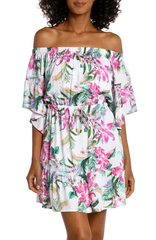 LA BLANCA Mystic Off the Shoulder Cover-Up Minidress