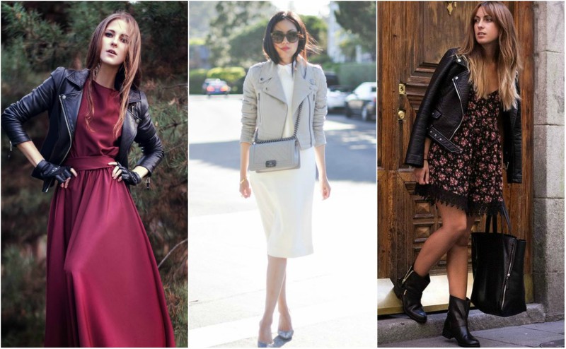 What To Wear With A Leather Jacket 10 street style imagery of how to wear a leather jacket with a dress