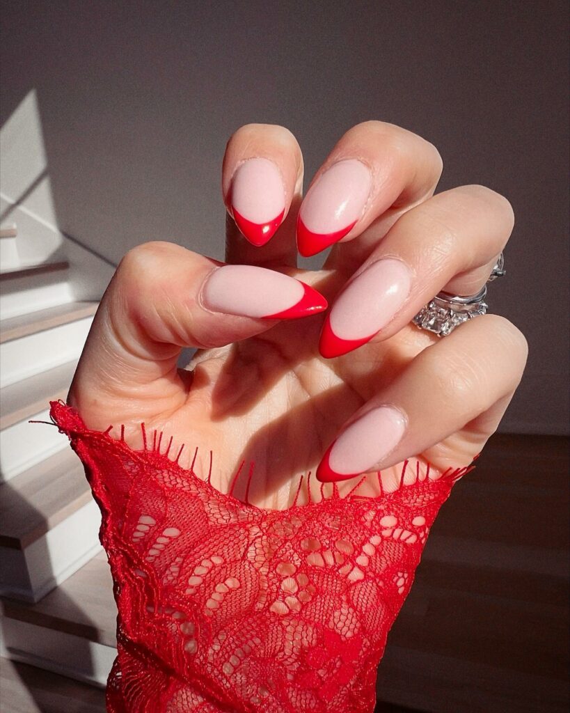 Explore 40 Red French Tip Nail Designs for 2024 28 Lace red french nails