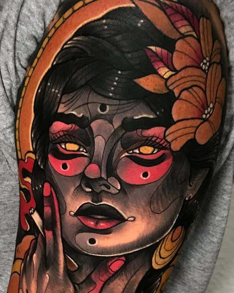 11+ Colorful Half Sleeve Tattoo Ideas That Will Blow Your Mind! 19 Lady Half Sleeve Tattoo Ideas